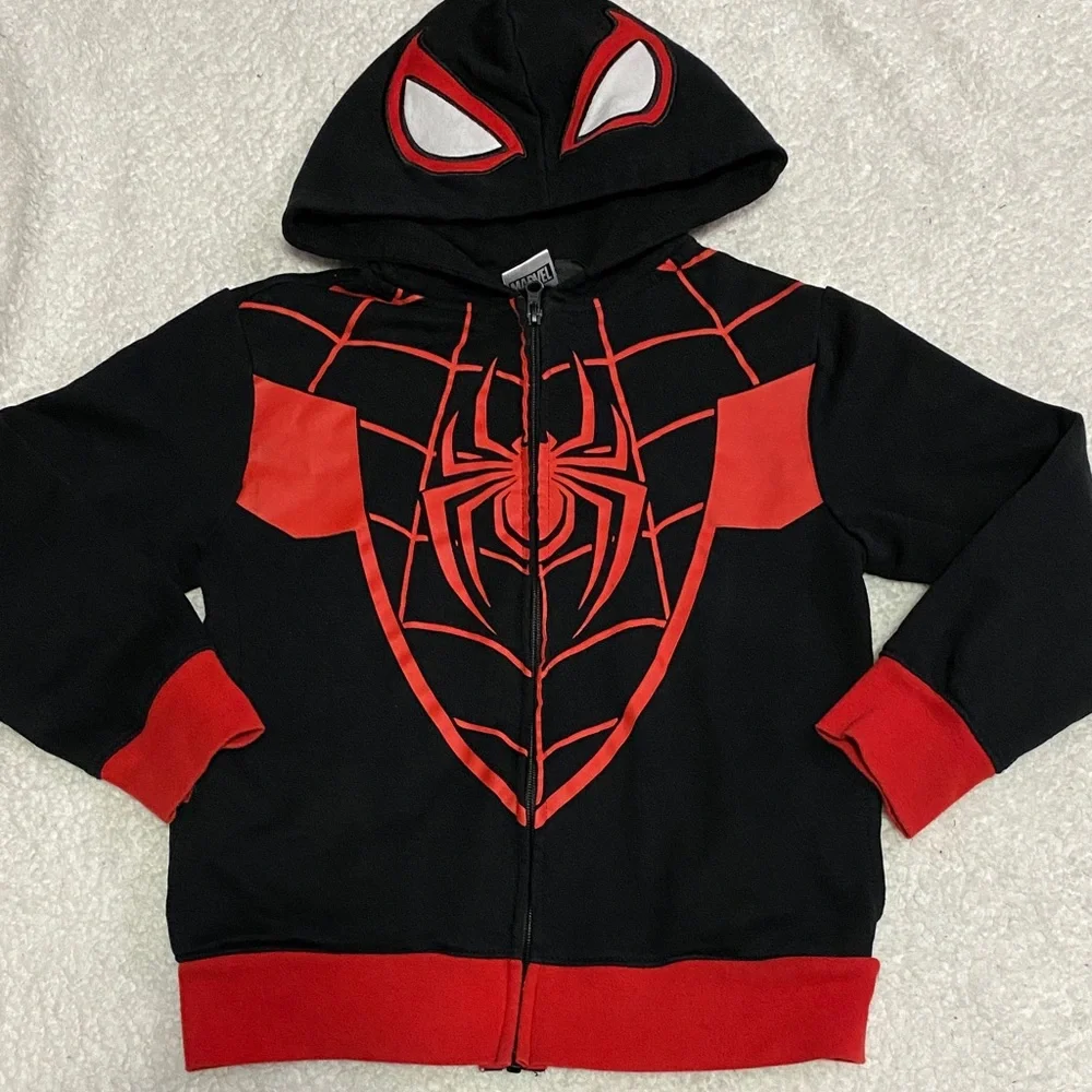 Marvel Spider-Man boys size medium ( 8 - 10 ) black jacket with hoodie